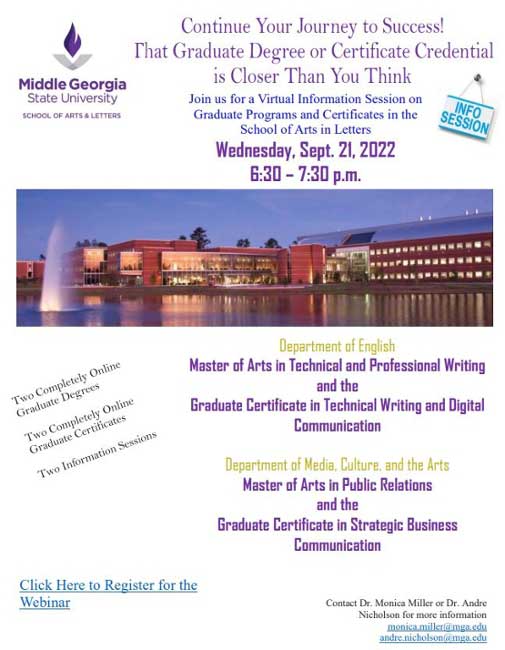 SOAL graduate info session flyer.